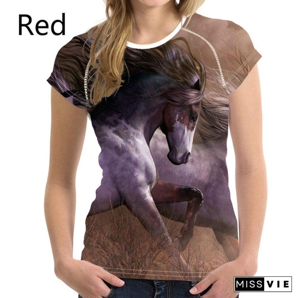 Crazy Horse T-shirts for Women Tees Shirt Harajuku Trendy Tops Tshirts Ladies Short Sleeve Tees Slim T-shirt