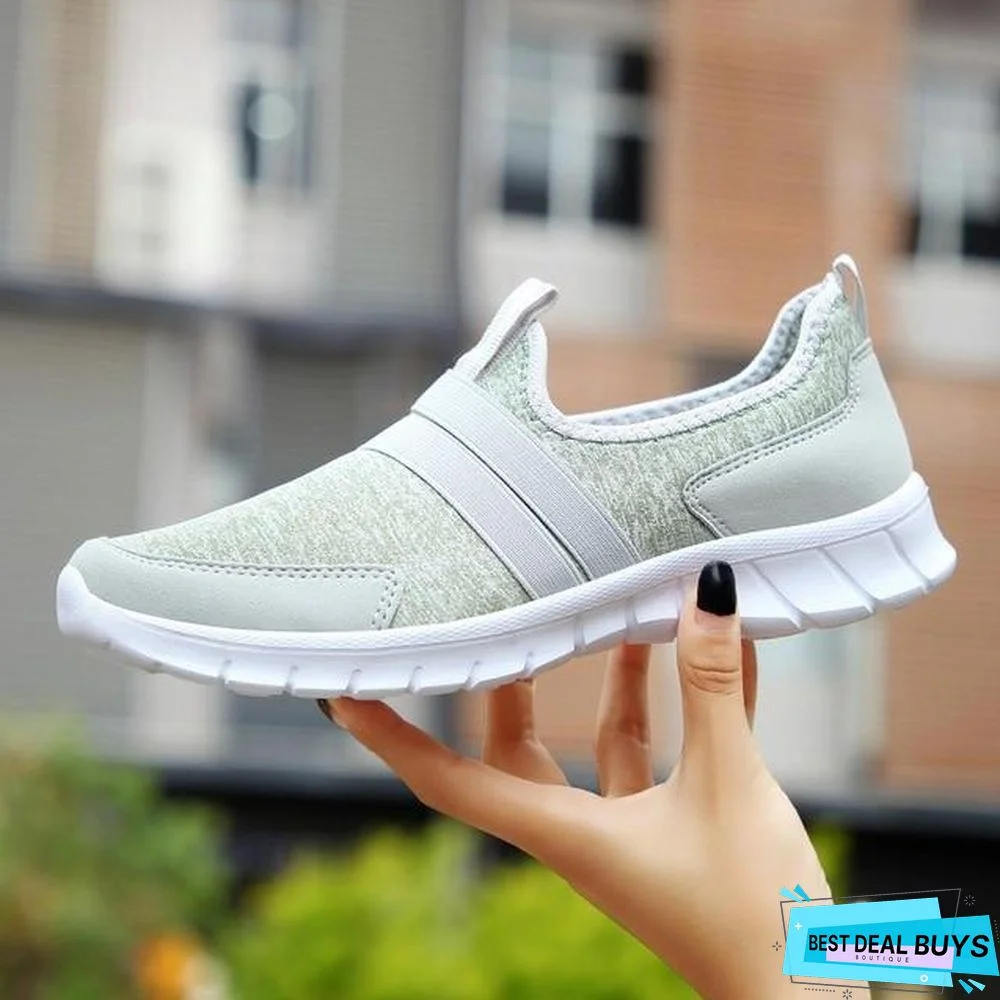 Women Slip On Loafers Plus Size Breathable Mesh Ballet Sneakers Flat Shoes