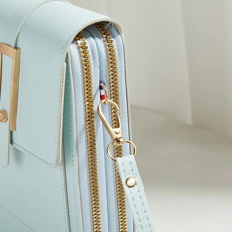 Women’s Solid Color Pu Leather Zipper Wallets