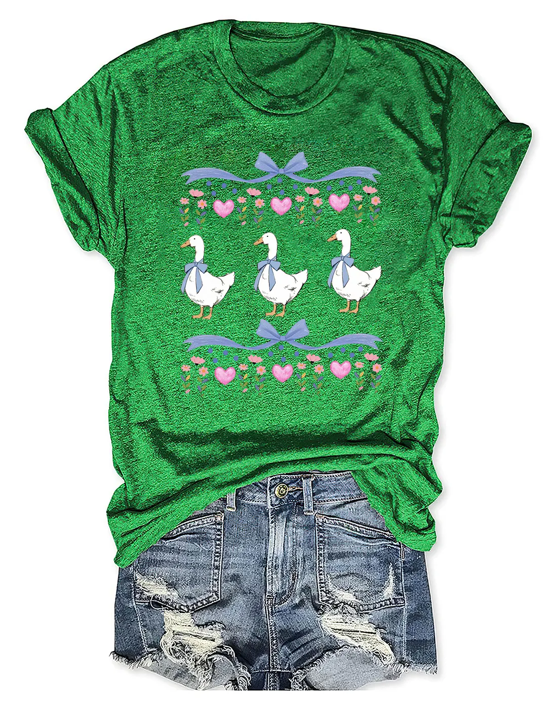 Retro Goose With Hearts T-shirt