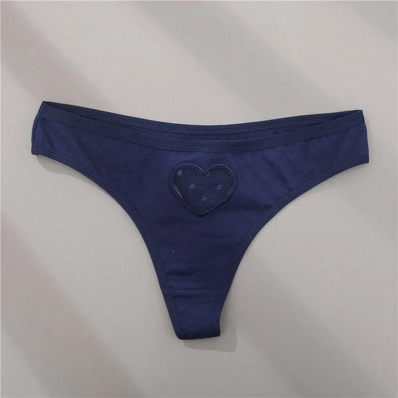 FINETOO S-XL Women Panties G-String Underwear Fashion Thong Lingerie Low Rise Female Panty Sexy Lace T-Back Woman Heart Pantys