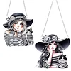 2Pcs Girl 2D Flat DIY Hanging Diamond Art Ornament Window Pendant (Stripes)