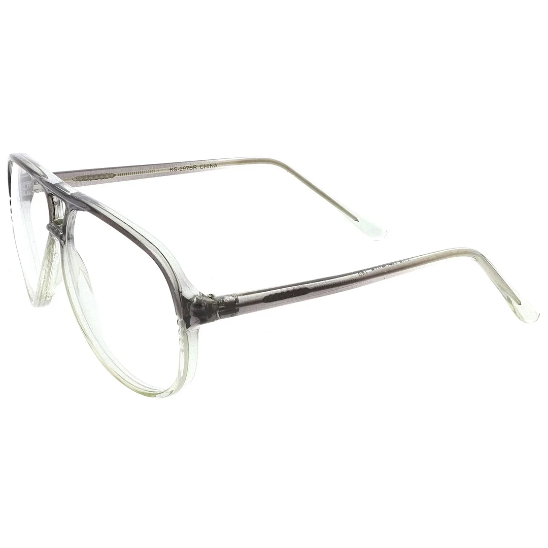 Retro Transparent Flat Top Teardrop Clear Lens Aviator Eyeglasses 56mm