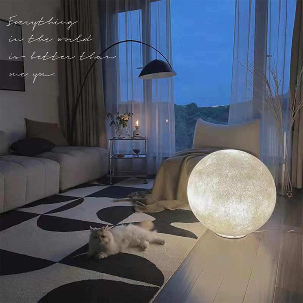 Simple White Moon Pendant Light Ball Floor Lamp