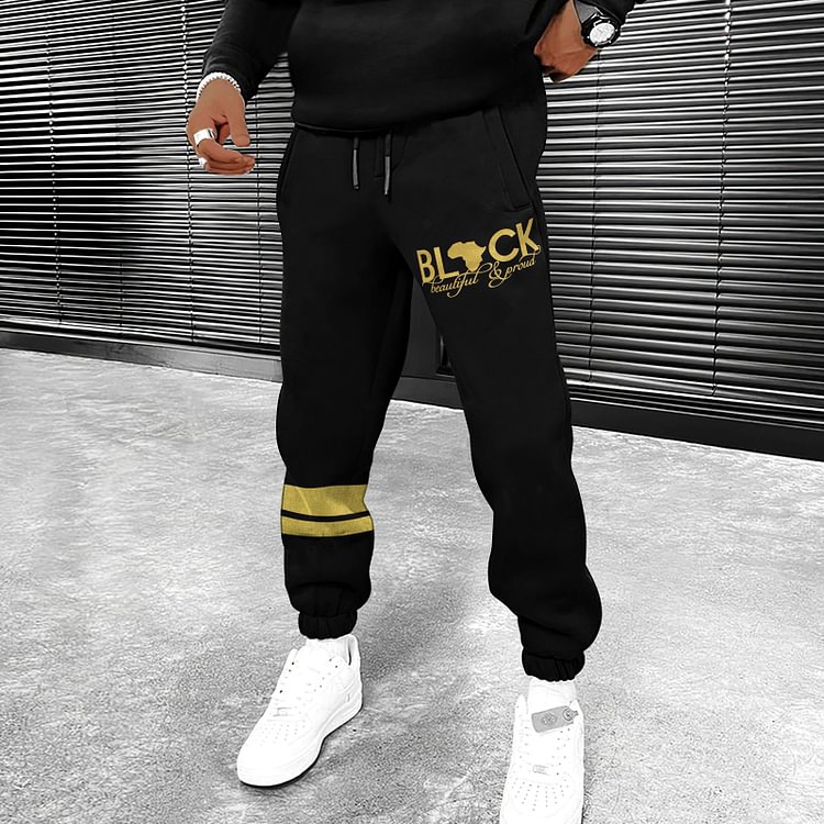Black Hero Simple Letters Casual Pants