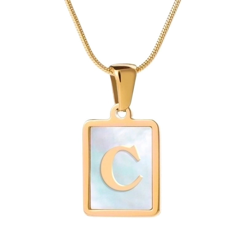 Stainless Steel 18K Gold Plated Casual Commute Plating Inlay Letter Shell Pendant Necklace