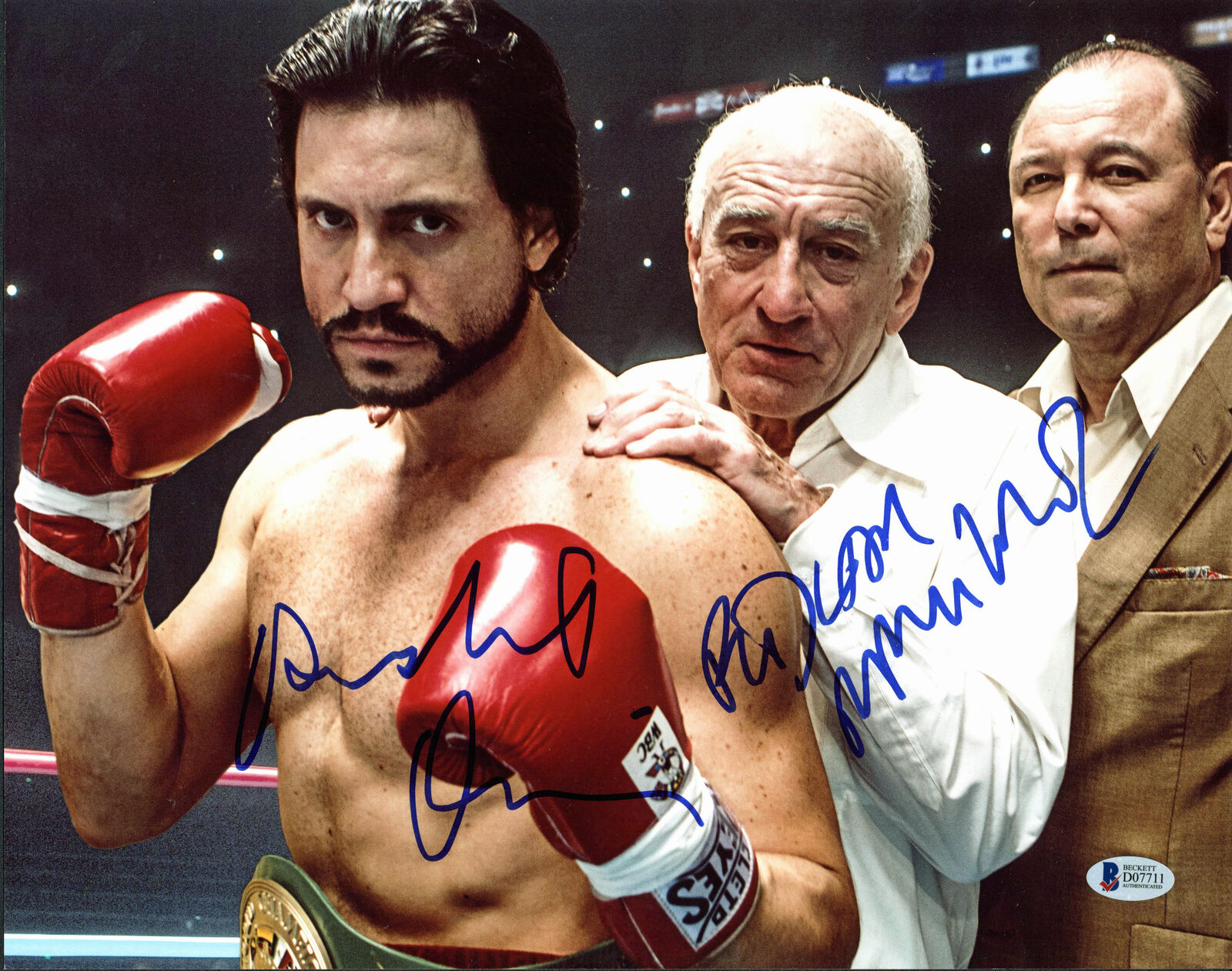 Robert Deniro & Edgar Ramirez Hands of Stone Signed 11x14 Photo Poster painting BAS #D07711