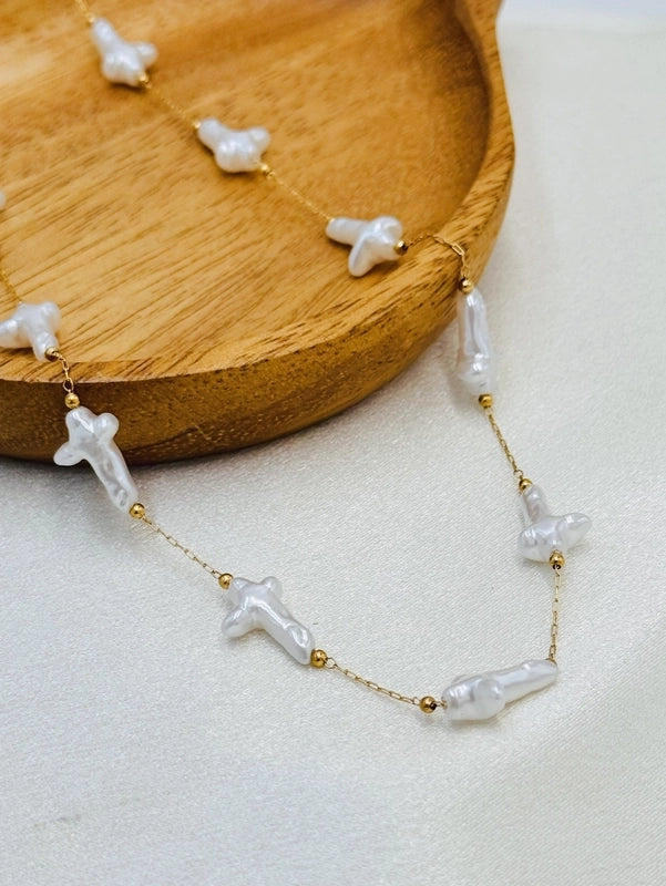 2 Pieces Casual Marine Style Geometric 304 Stainless Steel Imitation Pearl Stainless Steel Necklaces