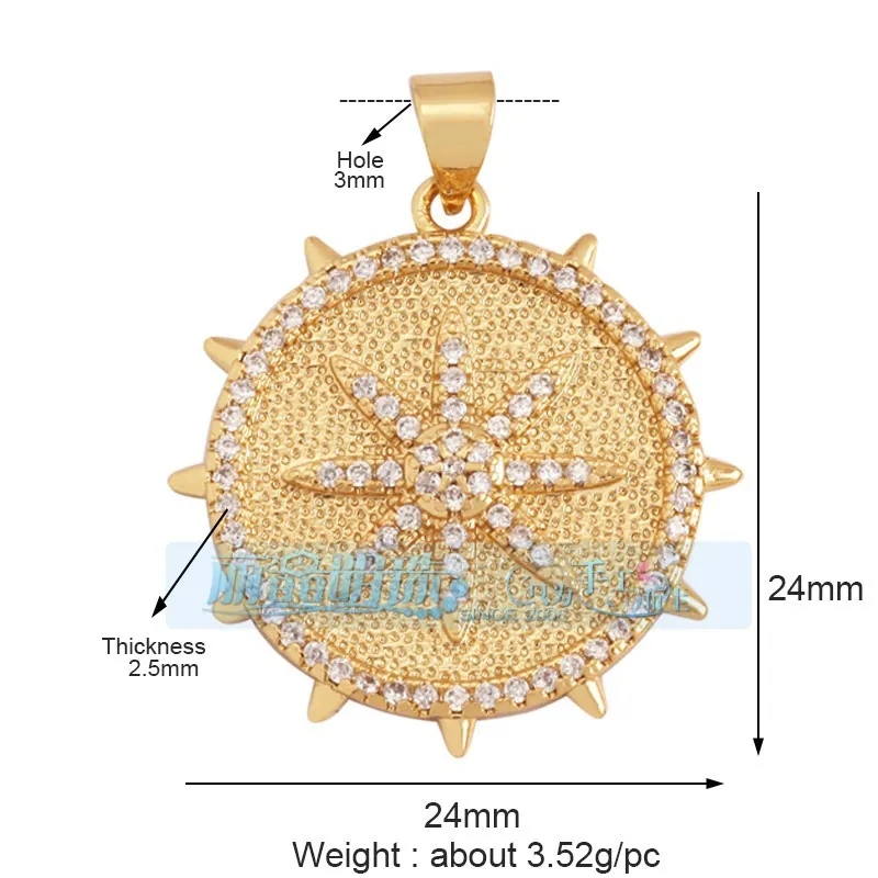 1 Piece 12 * 23mm 15*15mm 5*12mm Hole 5~5.9mm Half 925 Silver Zircon Sun Moon Pendant Jewelry Accessories