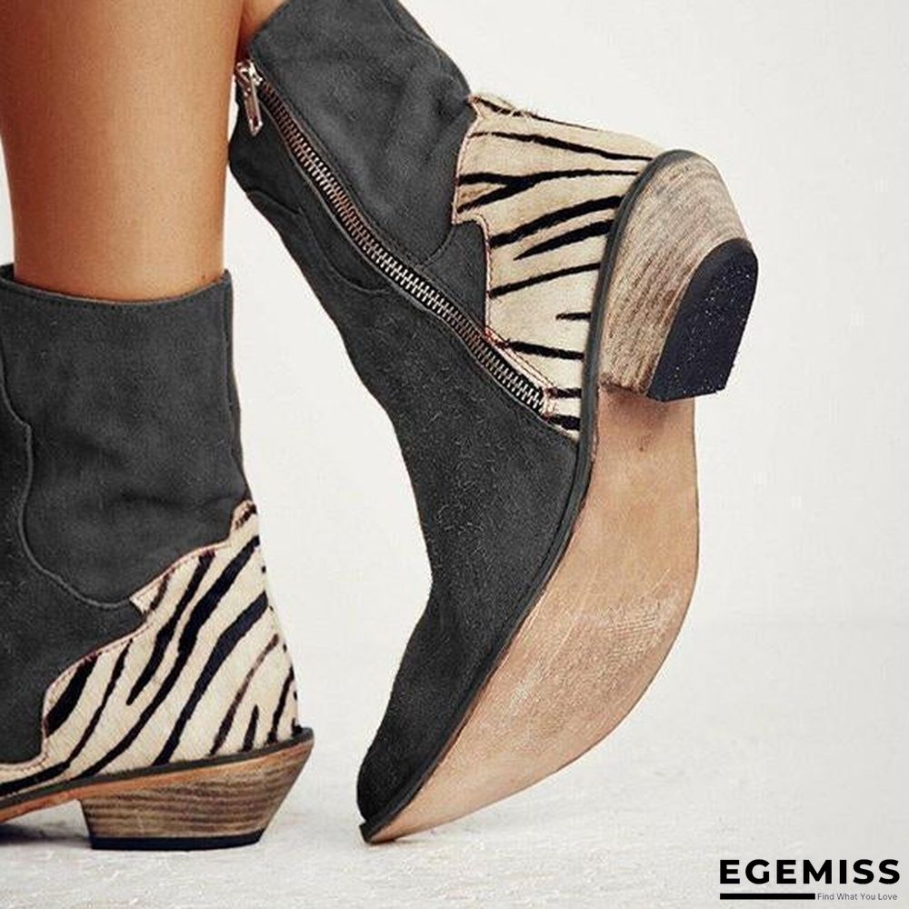 Casual Pointed Toe Zebra-Striped Boots | EGEMISS