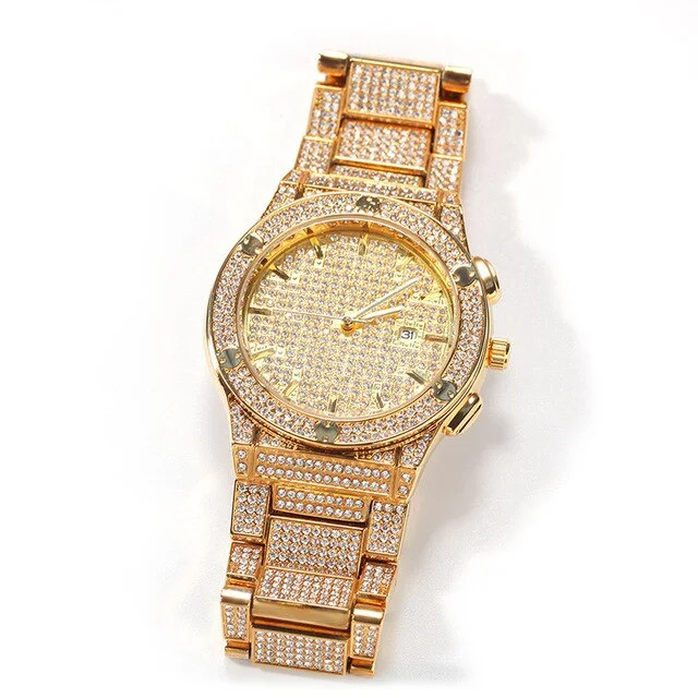 Iced Out Round Screw Head Watch