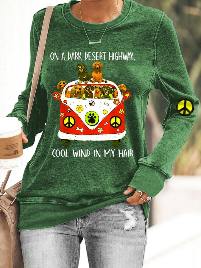Women's On A Dark Desert Highway Cool Wind In My Hair Hippie Sweatshirt