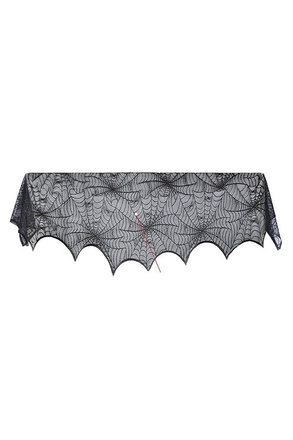 Spider Web Lace Halloween Fireplace Decor Mantel Scarf Cover-elleschic