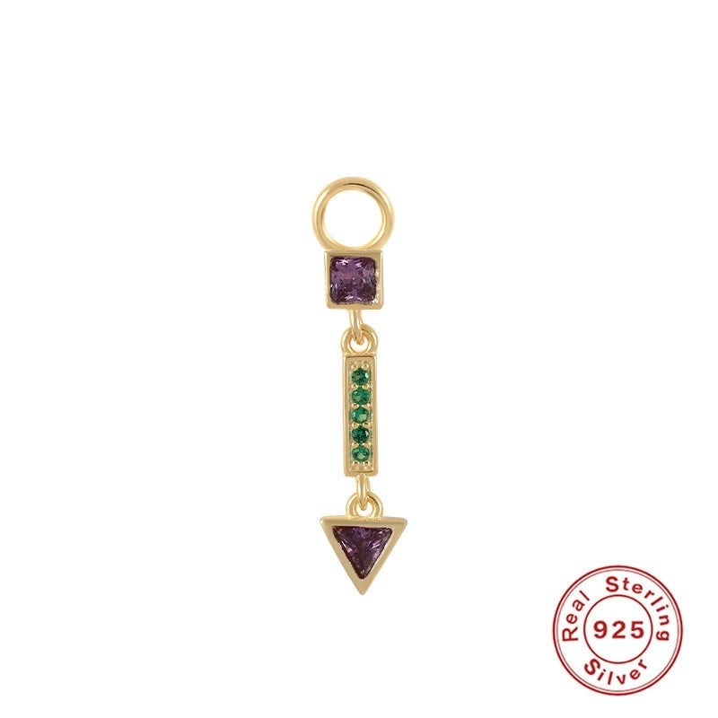 1 Piece 10mmKS115067-Z Sterling Silver Zircon Geometric Pendant Jewelry Accessories