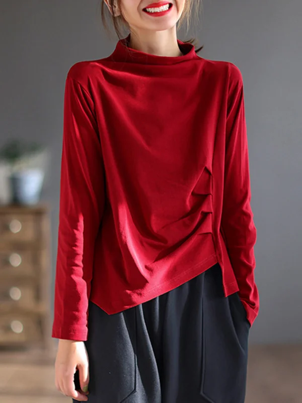 Vintage 10 Colors Solid Color Long Sleeves T-Shirt