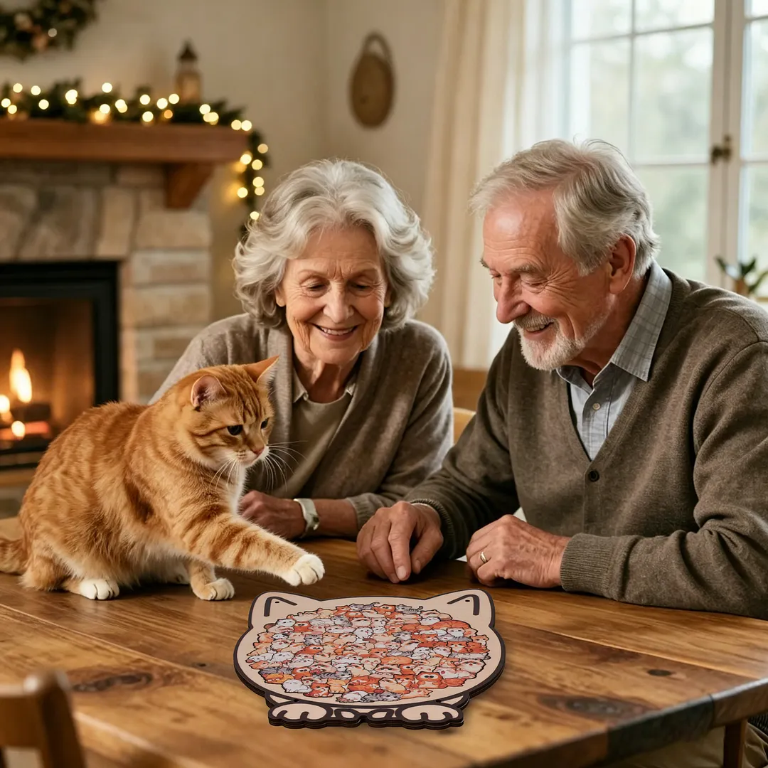 Cozy Cat Crowd Gathering Display Puzzle