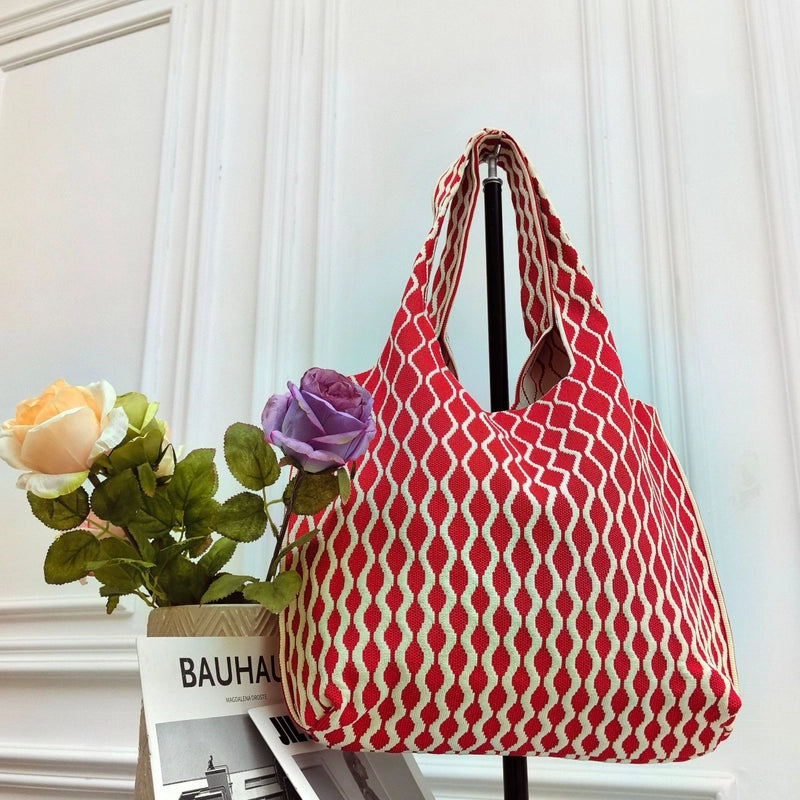 Women’s Large Polyester Letter Color Block Streetwear Square Open Shoulder Bag