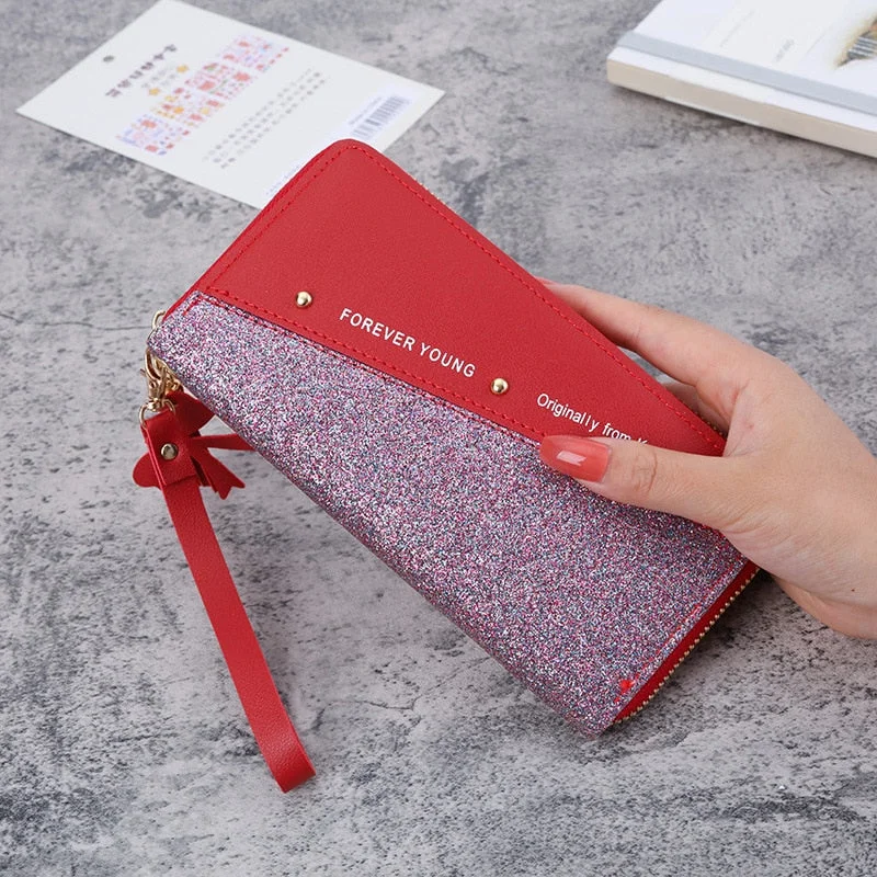 Small Handbags for Women Fashion 2022 Trend New Wallets Pure Color Wool Ball Bow Clutch Bag Women's Long Bag Card Bag Coin Purse