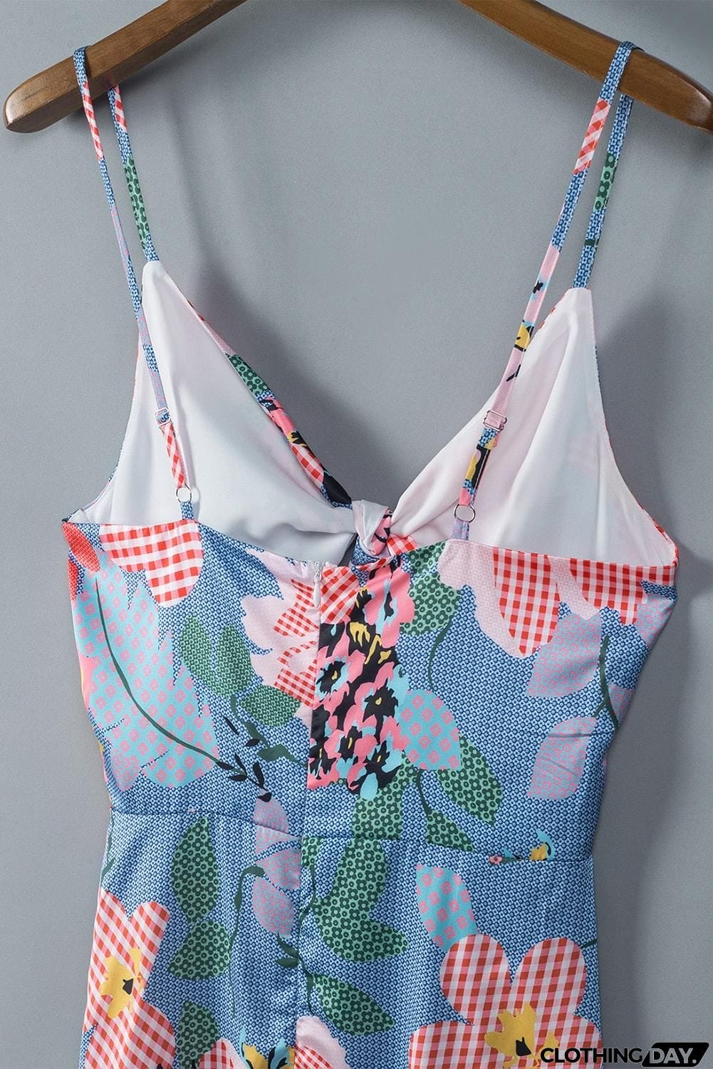 Floral Tied Cutout Split Spaghetti Strap Dress