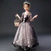 Kid Girl Wedding Long Star Embroidery Princess Dress