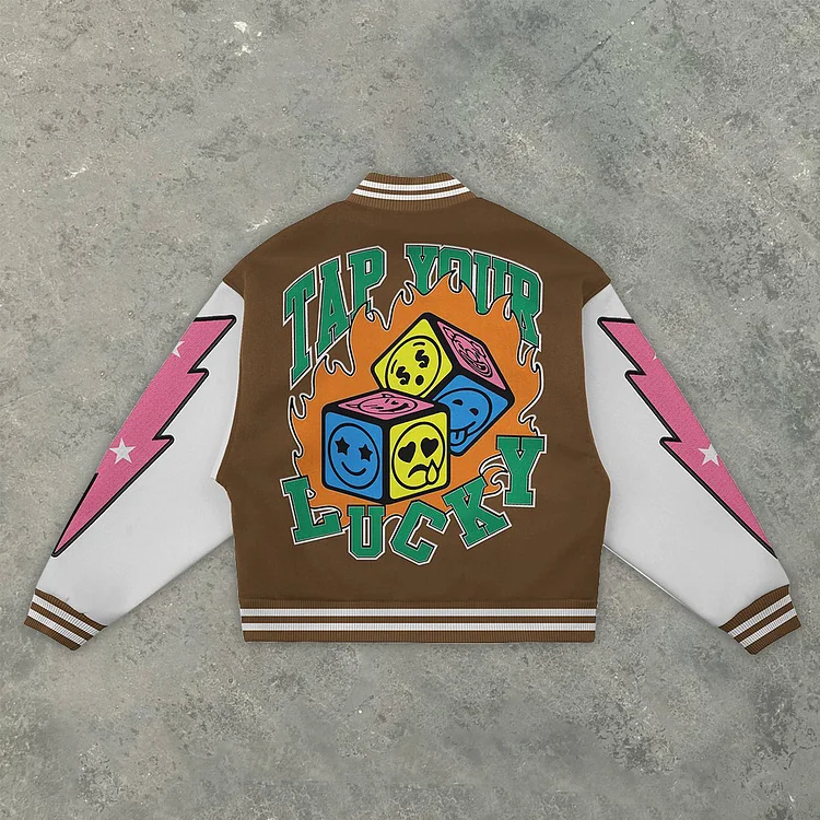Lucky Dice Casual Street Baseball Jacket