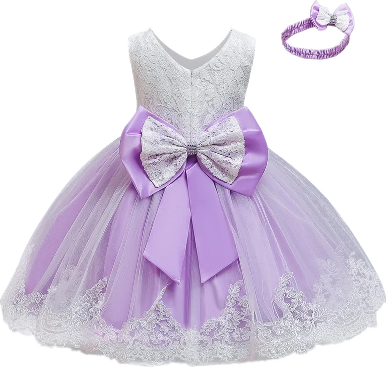 Baby Girl Dress 3pcs Elegant Princess Dress Birthday Party Dress Toddler Ball Gown Christening Gowns Infant Vestido For 0-2Yrs