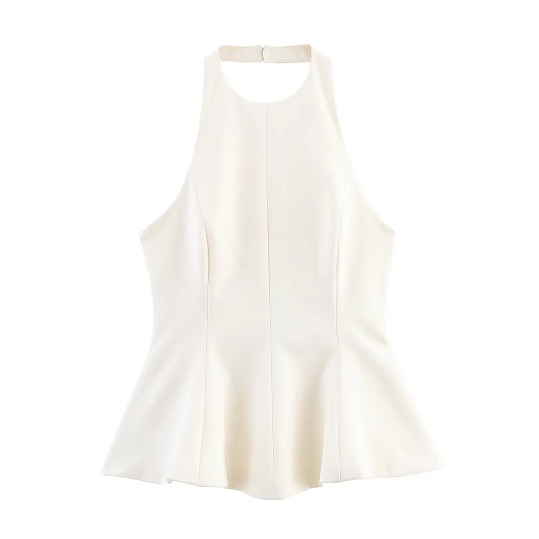 Nigikala Nigikala Women's Clothing INS Net Red Explosion Fashion Short-Term Under The Elastic Hanging Neck Top