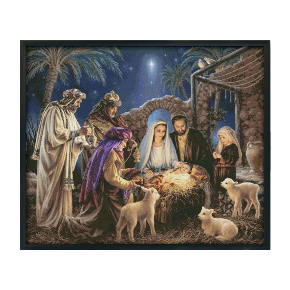 

The Birth of Jesus - 14CT Counted Cross Stitch - 95*80CM (Big Size), 501 Original
