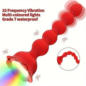 Colorful Luminous Rose Bead Anal Plug with Remote Control – Pulling, Vestibular Stimulation, Prostate and Dual-Use Vibrator for Male and Female Masturbation