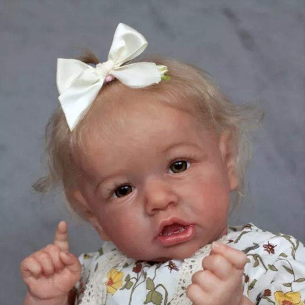 12'' Beautiful Realistic Eyes Opened Silicone Reborn Baby Dolls Girl Named Marley With Rooted Blonde Hair