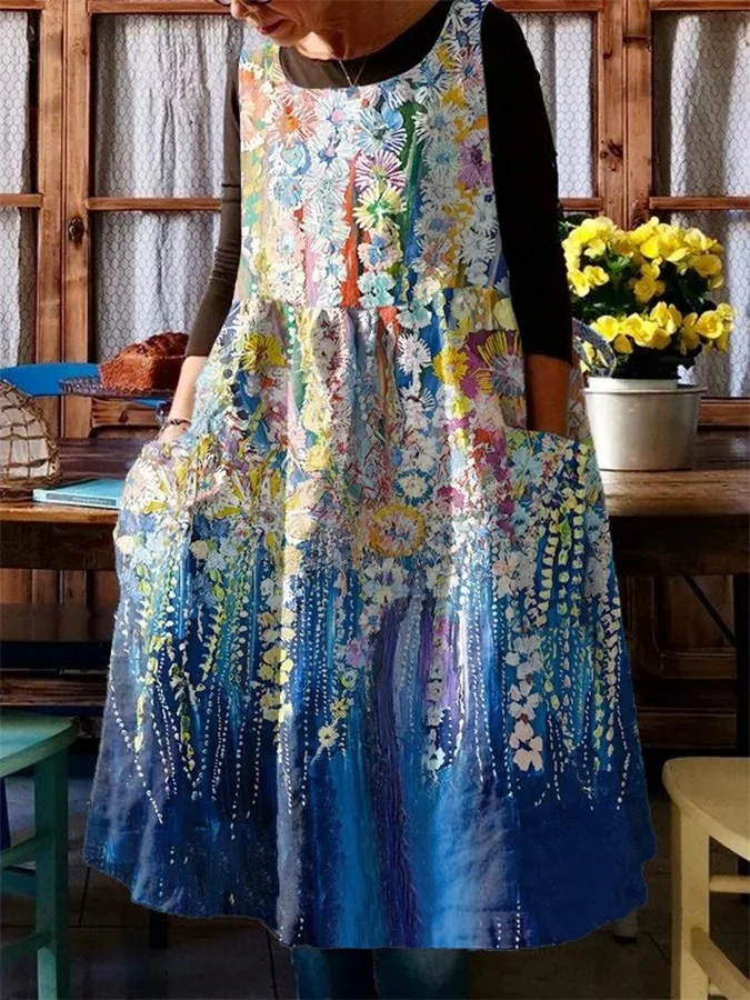Vintage Floral Pocket Dress