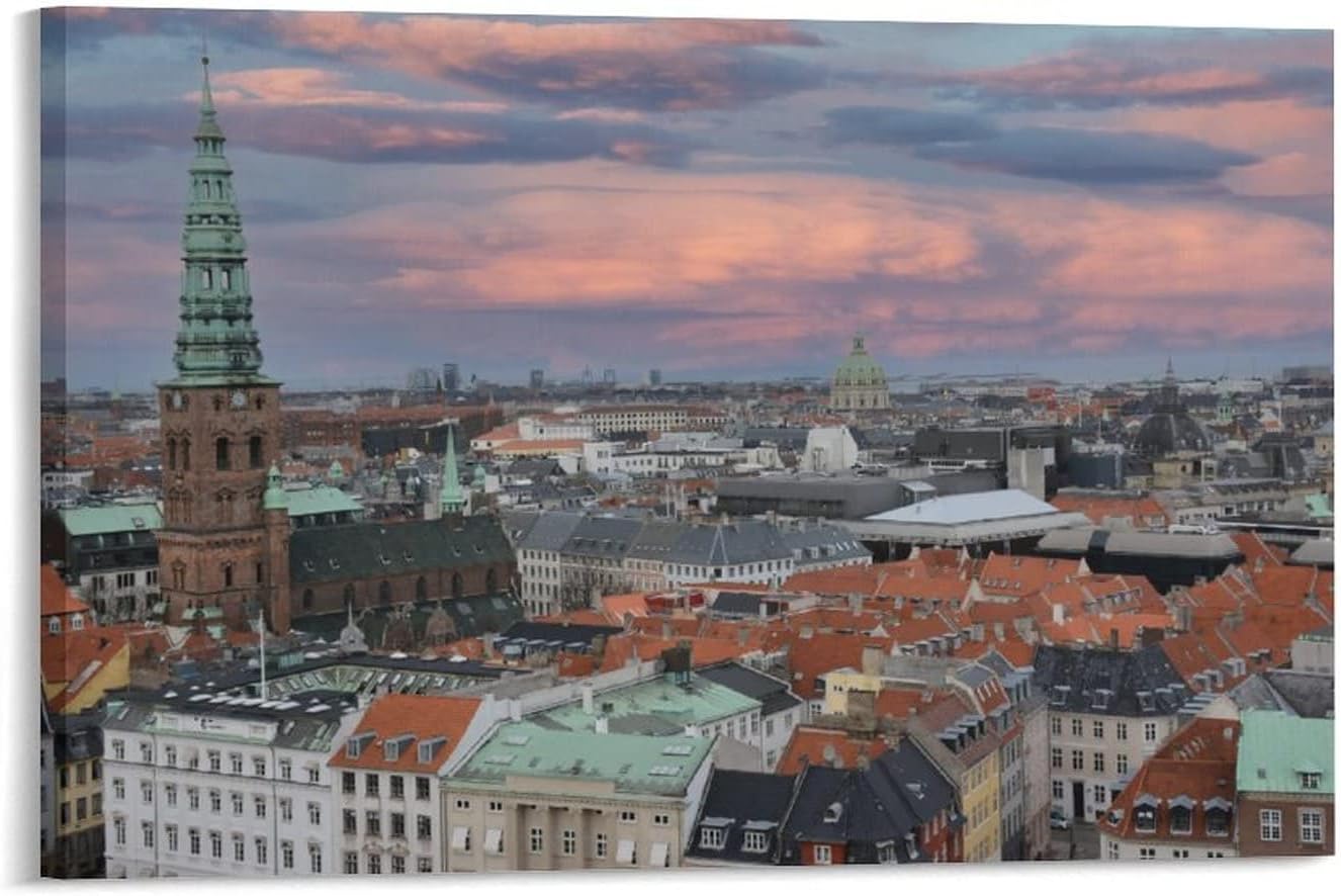Copenhagen Denmark Christiansborg Tower Canvas Poster Bedroom Decor Sports Landscape Office Room Decor Gift,Canvas Poster Wall Art Decor Print Picture Paintings for Living Room Bedroom Decoration 12x1 12x18inch(30x45cm)