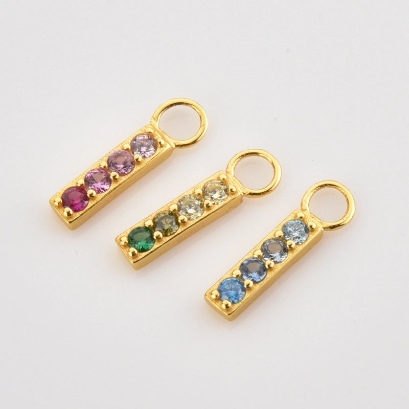 1 Piece 925 Sterling Silver Zircon Round Rectangle Pendant Jewelry Accessories