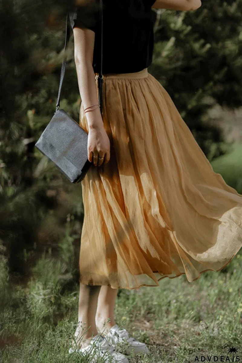 Elegant Pleated Mesh Skirt
