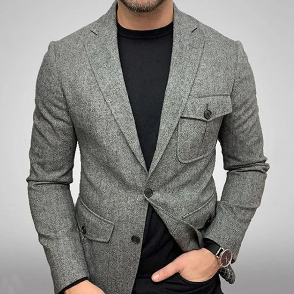 Men's Fashion Gray Multi Pocket Blazer