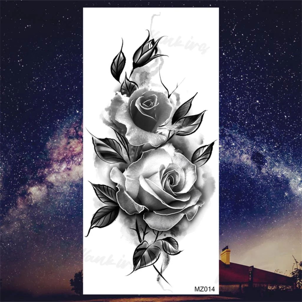 Sdrawing Peony Butterfly Temporary Butterfly Tattoos For Women Girls Realistic Snake Sun Fake Tattoo Sticker Leg Body Tatoos