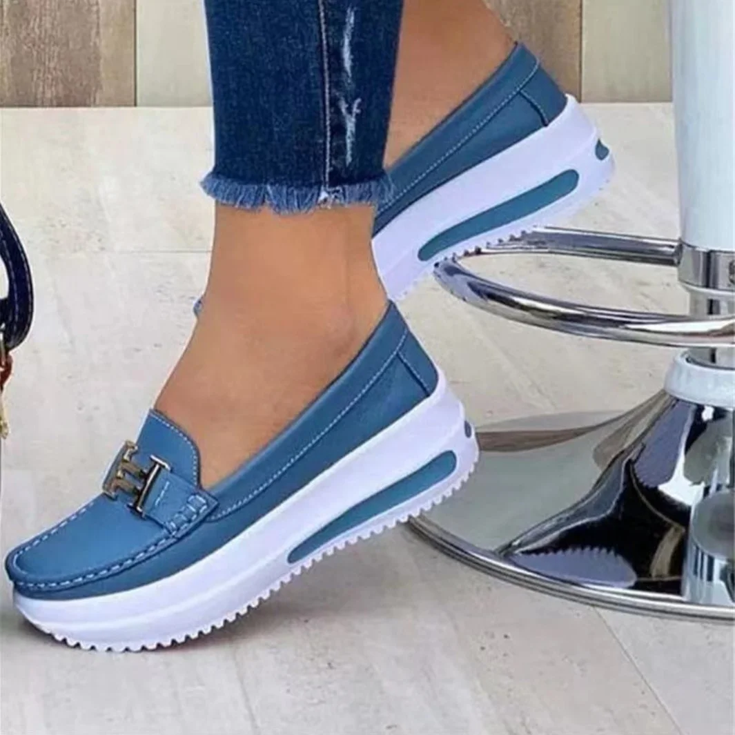 Yyvonne Thick-Soled Women's Shoes 2025 New Casual Single-Shoe Women's Metal Buckle Lazi Shoes Lefu Shoes
