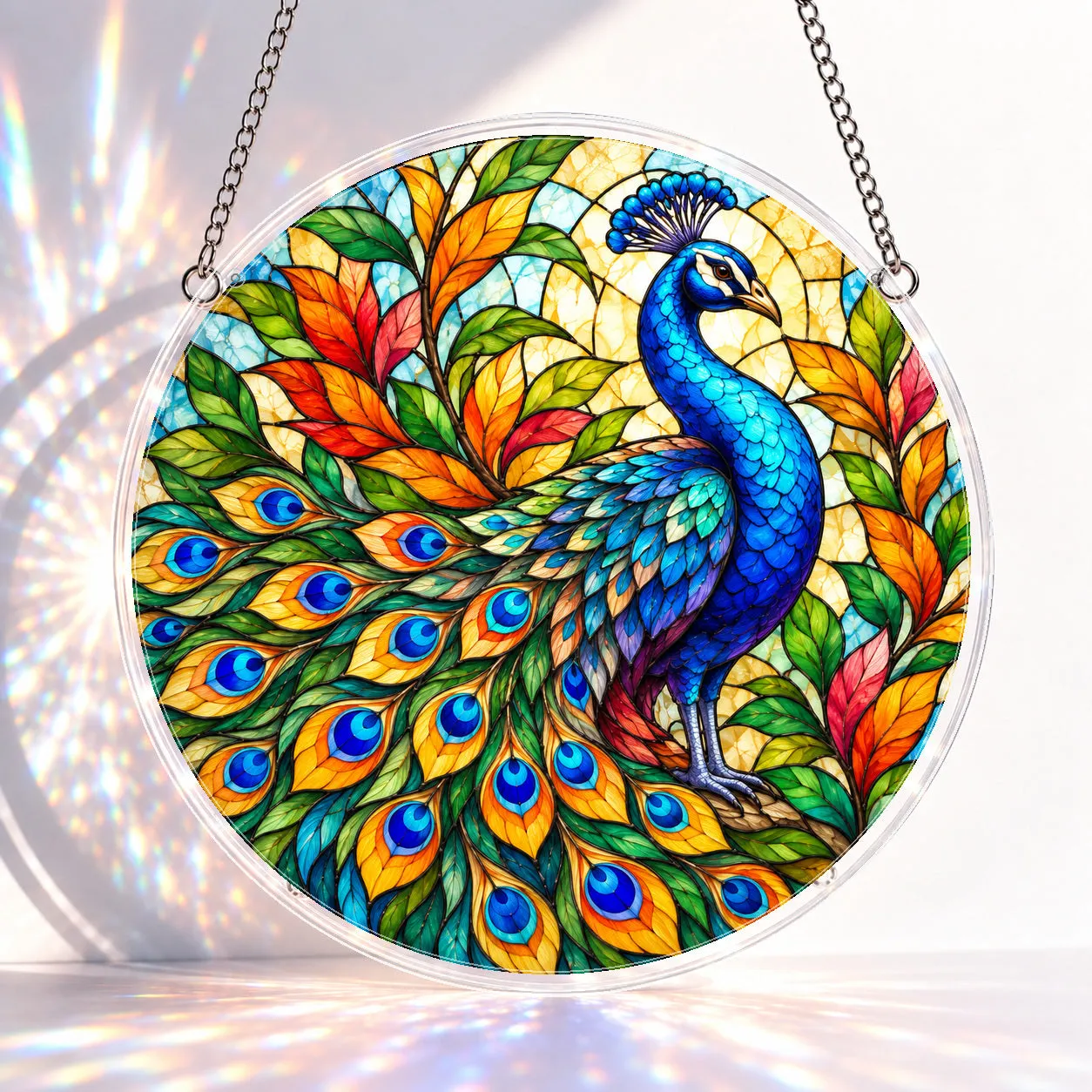 Tropical Peacock Stained Glass Suncatcher Puzzle