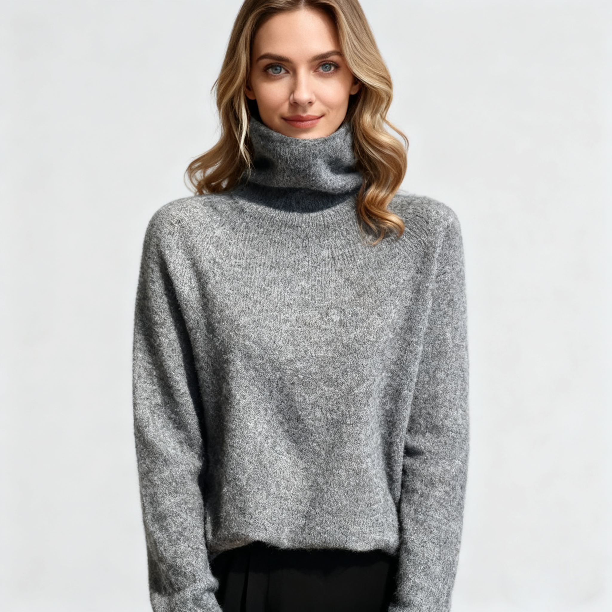 Women's Turtleneck Silk Cashmere Sweater REAL SILK LIFE