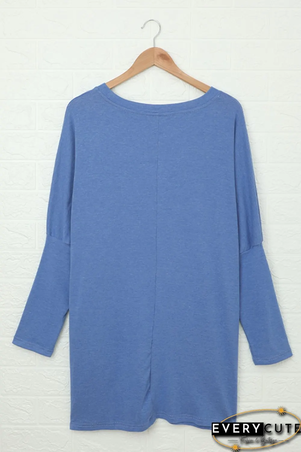 Sky Blue Longline Pocketed Top