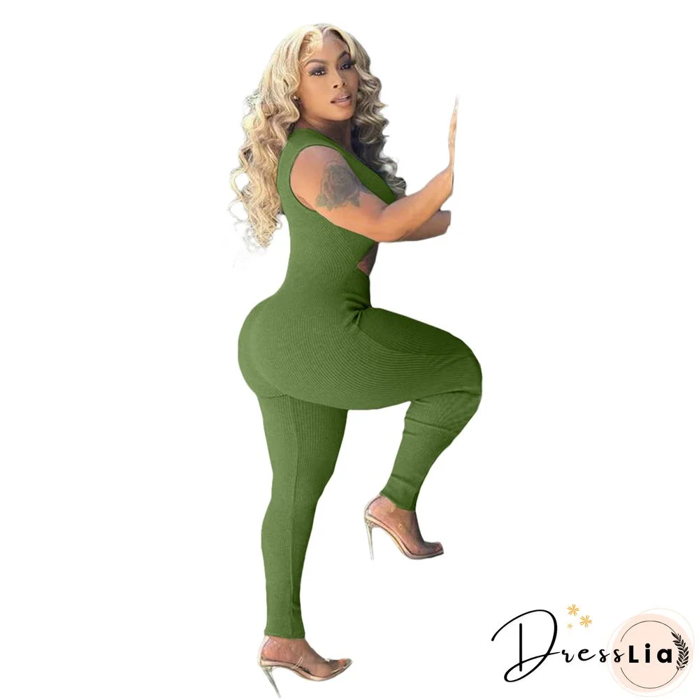 Sleeveless Cut Out Skinny One Piece Jumpsuit