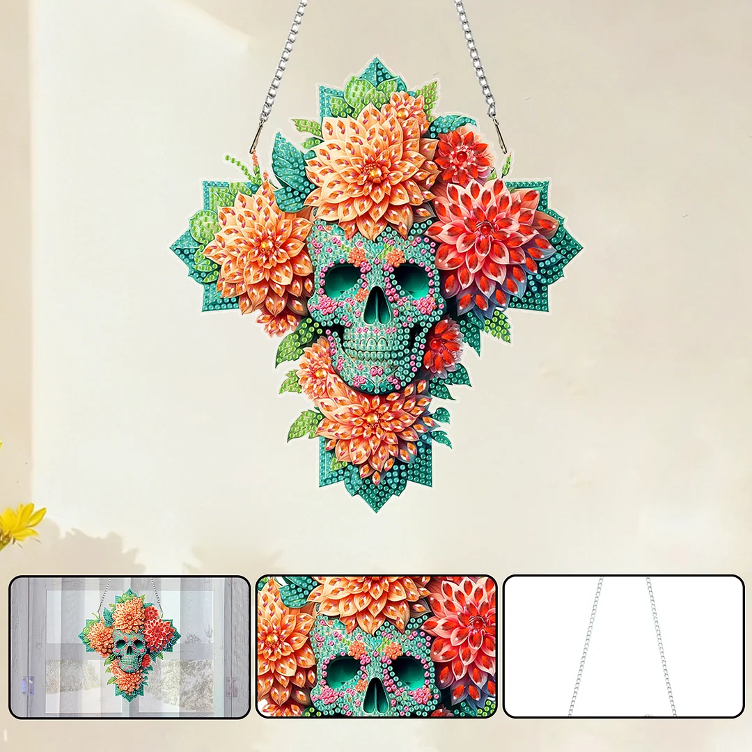 Crosses Skulls 2DFlat DIY Acrylic Diamond Painting Kit Window Hanging Home Decor