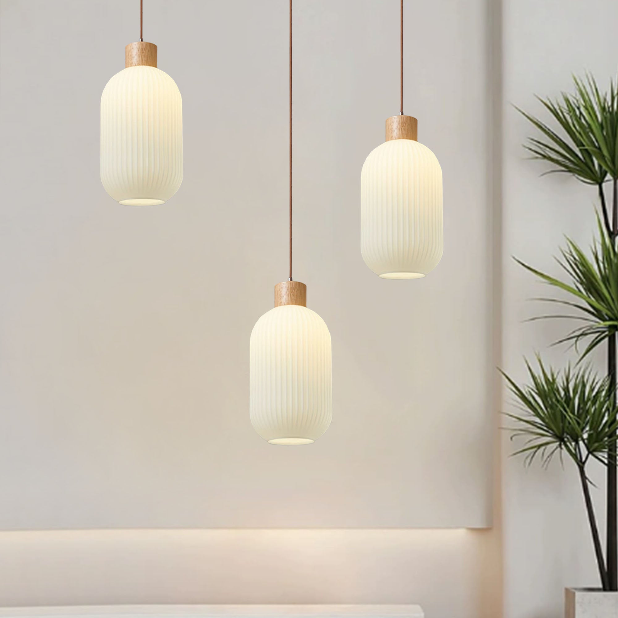 Nordic White Lantern Glass Pendant Lamp