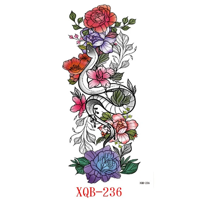 Sdrawing Flower Fake Tattoo Sticker for Women Birds Peony Temporary Tattoos DIY Water Transfer Tatoos Girls Tattoo for Men Sleeve