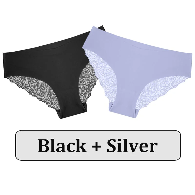 2PCS/Set Lace Panties Women Underwear Seamless Lingerie Sexy Panties Female Underpants Briefs Floral Lace Patchwork Woman Pantys