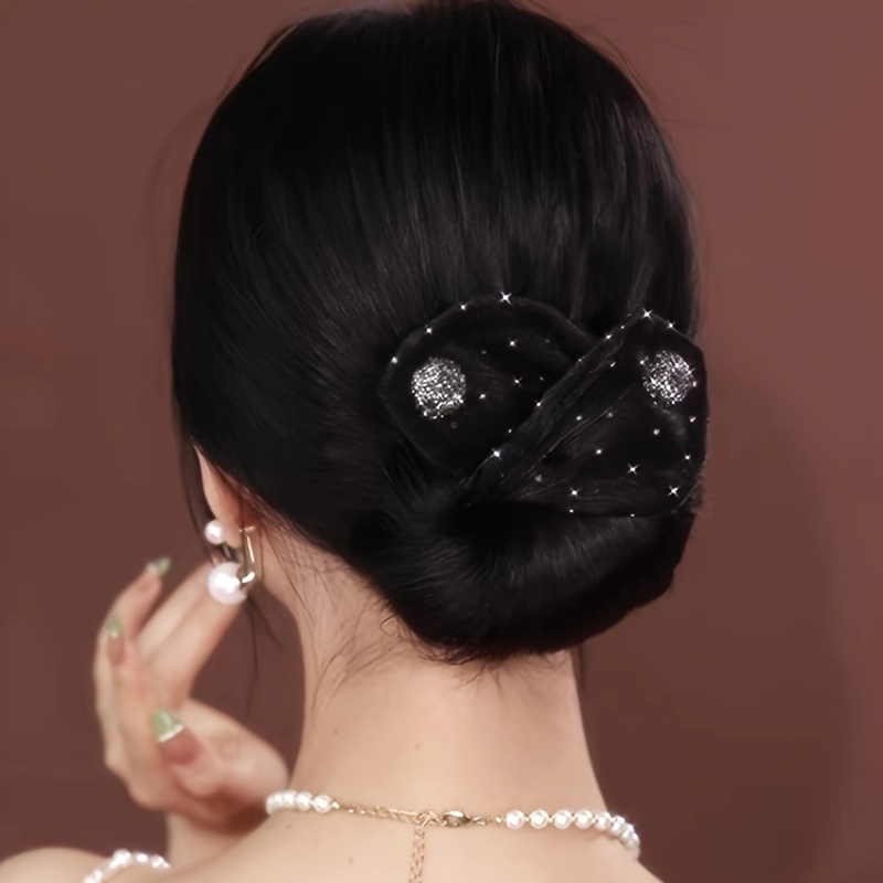 Stylish Hair Accessories, Flower Decorative Hair Bun Maker, Sparkling Rhinestone Twist Hair Clip, Vintage Hair Styling Accessories For Women And Girls