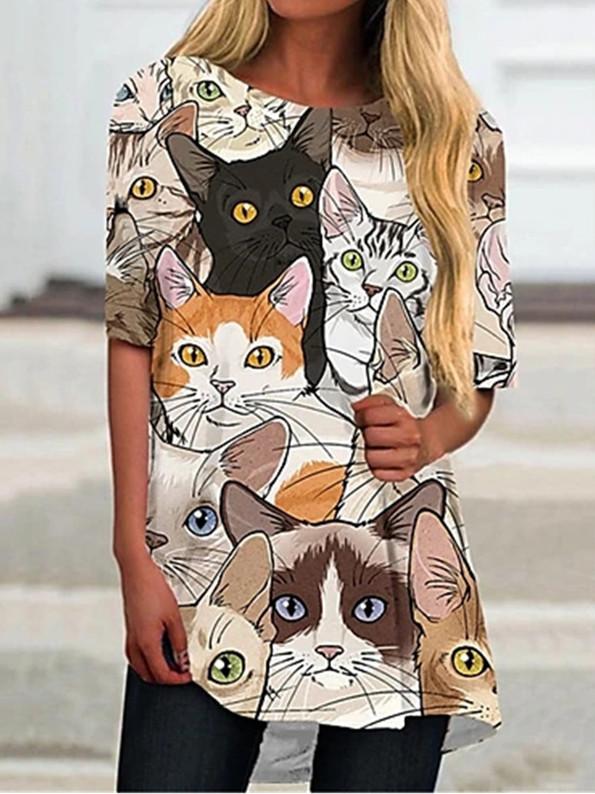 Women Half Sleeve V-neck Solid Color Dress