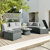 WOXYX 10-Piece Outdoor Sectional Half Round Patio Rattan Sofa Set, PE Wicker Conversation Furniture Set for Free Combination, Light Gray