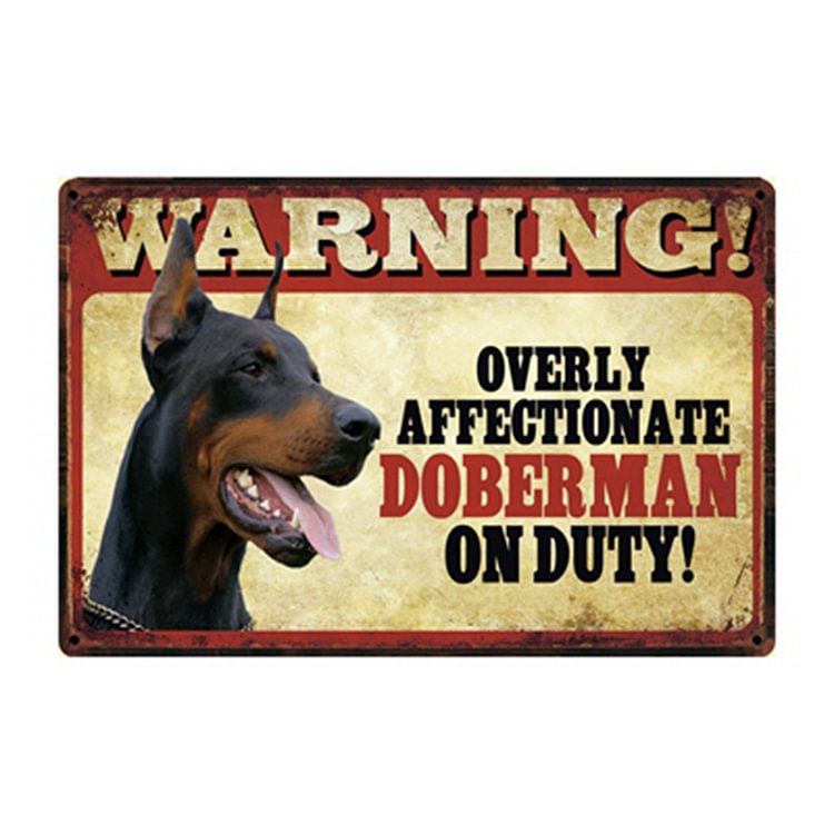 Warning Doberman Golden Labrador - Vintage Tin Signs/Wooden Signs - 7.9x11.8in & 11.8x15.7in