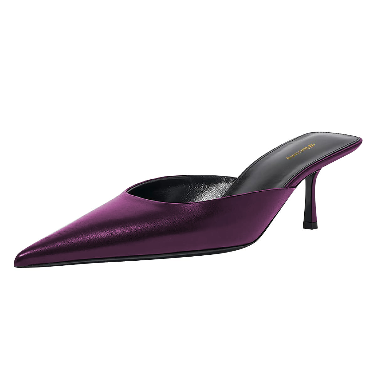 Purple Vegan Leather Slip-On Pointed Toe Kitten Heeled Mules Nicepairs